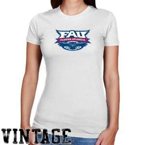 NCAA Florida Atlantic University Owls Ladies White Distressed Logo 