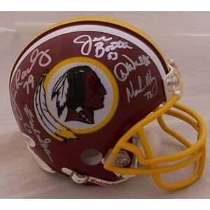  Washington Redskins Hogs Autographed Mini Helmet w/ 10 
