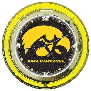 University of Iowa Neon Clock   14 inch Diameter