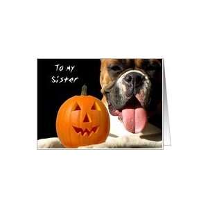  Happy Halloween Sister Boxer dog Card Health & Personal 