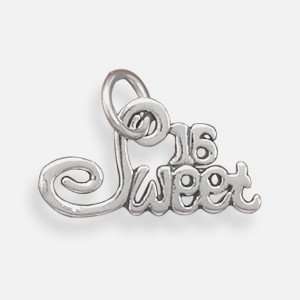   Solid .925 Sterling Silver Sweet 16 Charm / Pendant 