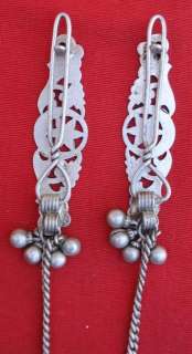ANTIQUE BELLY DANCE ETHNIC TRIBAL OLD SILVER HAIR PIN CLIPS RAJASTHAN 