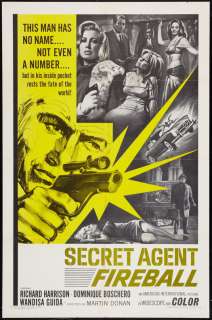SECRET AGENT FIREBALL * Movie Poster 1966 Adventure  