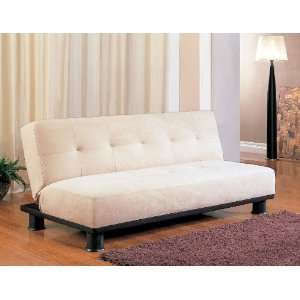  Coaster Beige Microfiber Armless Sofa Bed
