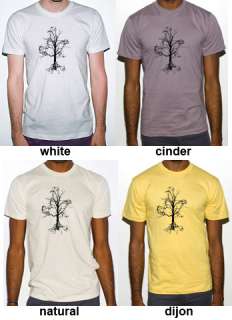 American Apparel Organic T Shirt with Swirl Tree Design  