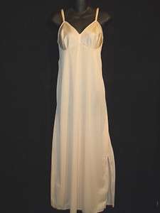 LONG BEIGE SLIP/NIGHT GOWN BY VANITY FAIR SIZE 36LL 100% NYLON 