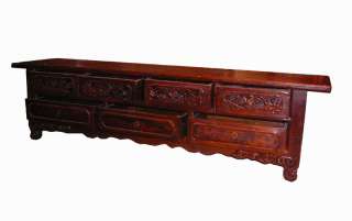 Vintage Chinese Rustic Lacqu Low TV Stand Cabinet s1780  