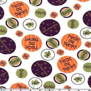  45 Wide Moda Chic Or Treat Buttons White Fabric By The 