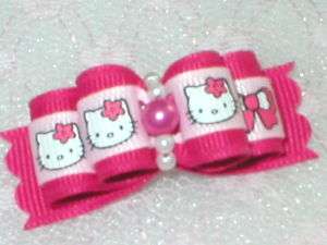 Vals Dog Bows~5/8 or 7/8 My Kitty Pink Kitties  