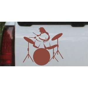 Brown 8in X 8.4in    Drummer Outline Line Art Music Car Window Wall 