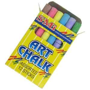  12 Sticks of Art Chalk in Assorted Colors Including Black 