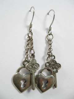 NEW BEN AMUN Silver Plated Key Lock Dangle Earrings  