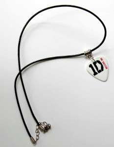 One Direction Guitar Pick Black Leather Necklace  