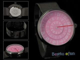 Fashion New Time Display Analog Mens Womens Quartz Wrist Watch Pink 