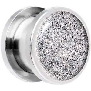  7mm  Steel Diamond Dust Glitter Screw Fit Plug Jewelry