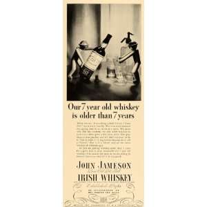1935 Ad John Jameson Irish Whiskey Alcohol Liquor Aged Bottle Glasses 