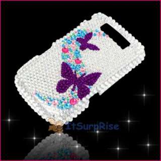 Bling Diamond Purple Butterly Full Hard Case Cover For Blackberry 