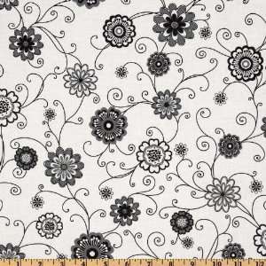   Floral Black/Grey/White Fabric By The Yard Arts, Crafts & Sewing