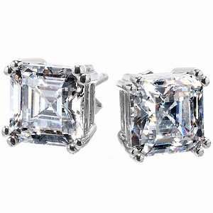  Emitations Avrils 1.5 TCW Asscher Cut CZ Stud Earrings 