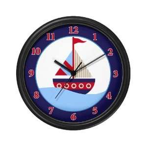  Blue and Red Sailboat Wall Art Clock