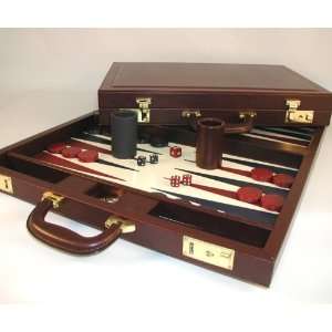   Attache Backgammon, Burgundy Dlx Vinyl, Inlaid Pips Toys & Games