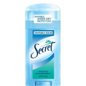 Secret Invisible Solid Antiperspirant & Deodorant, Unscented, 2.6 