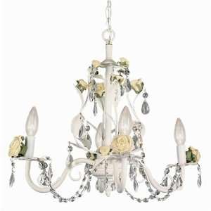  Four Light Kids Chandelier Pink Roses Size H17.00 X W19 