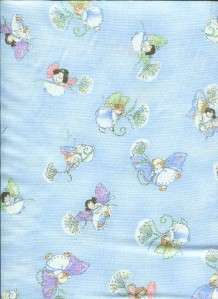SWEET ANGELIC BABY FAIRIES LT BLUE Cotton Quilt Fabric  