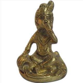 Gopal Krishna Butter Eating Handmade Brass Statue from India 2.25 x 1 
