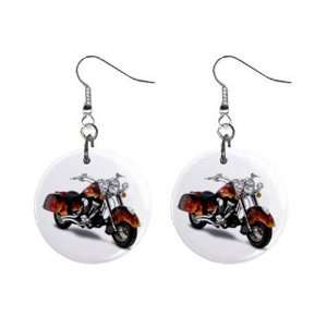 New Indian Chief T 3 Motorcycle Design Dangle Button Earrings Jewelry 