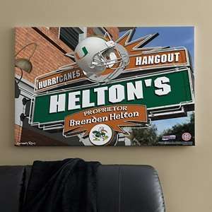 Miami Hurricanes Personalized College Football Pub Sign Canvas   24x36 