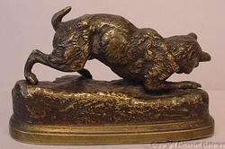 19th c Terrier and Rat Animalier Bronze sgd J.Moigniez  