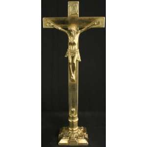   Vintage French Ornate Standing Crucifix Cross Jesus 
