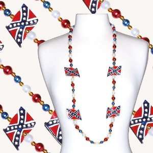    Red, White and Blue Confederate Flag Carnival Bead 