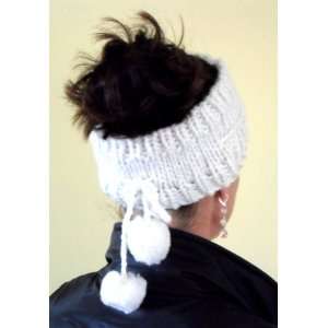  Unique White Knit Head Band with Tassles Beauty