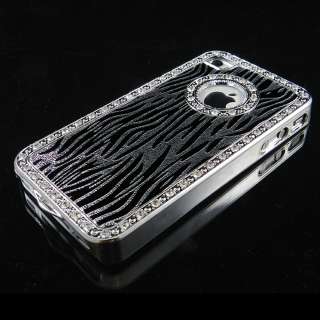 iPhone 4 4S Luxury Hard Case Diamond Giraffe Zebra Black White 