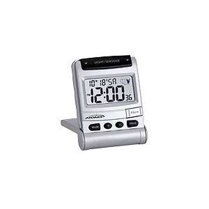  Atomix(R) Radio Controlled Travel Alarm Clock, Silver 