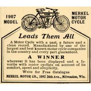  1907 Ad Merkel Motor Co Cycle Motorcycle Transportation 