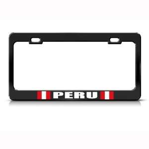  Peru Peruvian Flag Black Country Metal license plate frame 