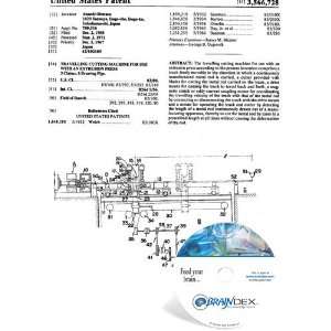 NEW Patent CD for TRAVELLING CUTTING MACHINE FOR USE WITH AN EXTRUSION 
