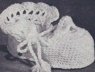Vintage Crochet PATTERN Baby Booties Infant Shoes Fancy  