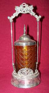 Old Antique Victorian Amber Silverplate Pickle Castor  