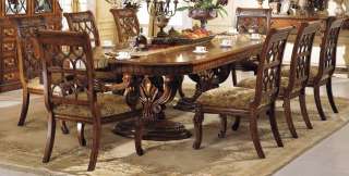 Set 10 Antiqued Walnut Pierced Back Dining Chairs  