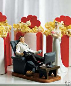 Couch Potato VideoGamer Groom & Anxious Bride Caketop  