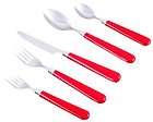 Unica Flatware Collection Izzy 48 Piece Red Handle, Vibro Finish 