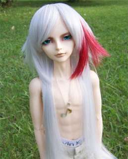 BJD Hair MSD Doll Wig silvery white+red AOD DZ  