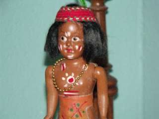 VINTAGE APACHE INDIAN DOLL WITH PAINTED FACE & CHEST  