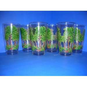  Queen PALM TREE 16oz. Tumblers Set of 6 Glasses *NEW 