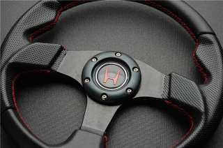HONDA PVC PERFORATED LEATHER RED STITCH STEERING WHEEL RED H HORN W 