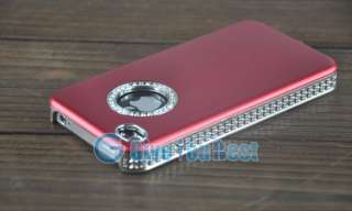 New Deluxe Red Metal Aluminum/Chrome Hard Back Case+Film For iPhone 4 